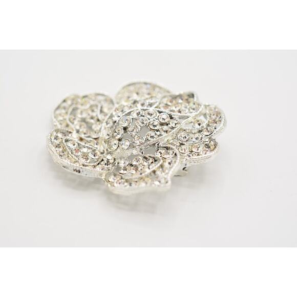 Weiss Vintage Crystal Flower Pin Brooch Rhinestone Sparkling Silver Signed BinJ - Picture 6 of 12